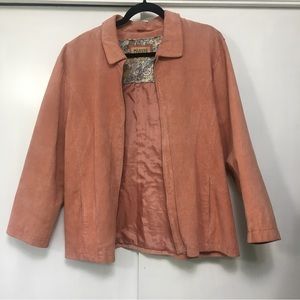 WILSON LEATHER Women's Size XXL Light Pink Suede Leather Jacket Moto Blazer Plus